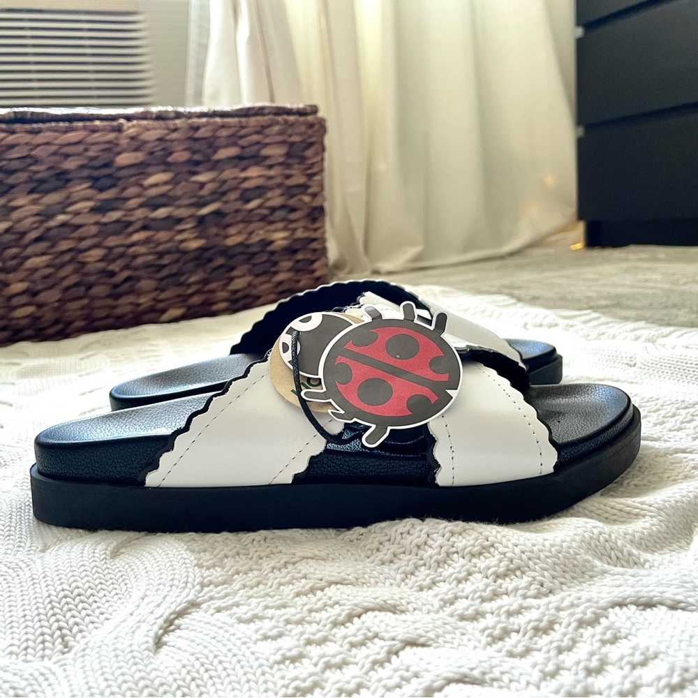 NWT Yokono Leather Slide Sandals Black White Spain Size 9 - Picture 3 of 7